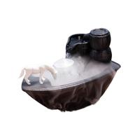 Fuentes de Cascada Fuente de Agua Potable Escritorio White Horse, Resina reciclada, pequeña Fuente for decoración del hogar, Tranquilidad