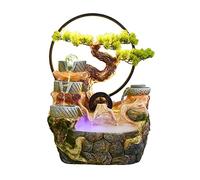 Fuentes de Cascada Fuente de Escritorio for relajación Interior, Cascada con Bomba automática, meditación Zen, decoración bonsái Artificial for el hogar, Oficina, Dormitorio(Grande)