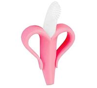 Für größere Ansicht Maus über das Bild ziehen Bananen Zahnbürste und Beißring für Babys - 2 in 1 Erfindung zum Zähneputzen und zur Zahnungshilfe (rosa)