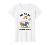 Fuera a Hacer Farmer Things Silly Funny Goose Camiseta gráfica económica, Mujer, Blanco, S