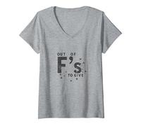 Fuera de FS para Dar una declaración de Actitud atrevida Camiseta Cuello V, Mujer, Gris Jaspeado, M