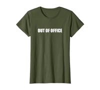 Fuera de la Oficina Camiseta, Mujer, Verde Oliva, XS