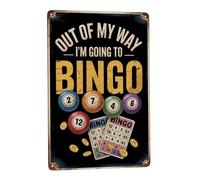 Fuera De Mi Camino Yendo Al Bingo Letrero De Estaño Letrero De Metal Hierro Carteles para Pub Sala De Estar Aula 30X40cm