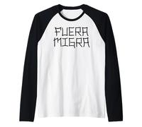 Fuera La Migra México Bandera Inmigración Activista Chicano Camiseta Manga Raglan