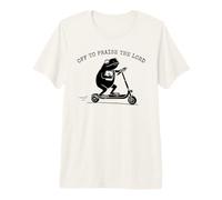 Fuera para Alabar Al Señor Rana Montando Scooter Christian Meme Camiseta Premium