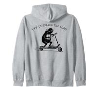 Fuera para Alabar Al Señor Rana Montando Scooter Christian Meme Sudadera con Capucha