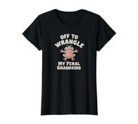 Fuera para discutir a mi Rana de Nietos Salvajes Camiseta gráfica económica, Mujer, Negro, S