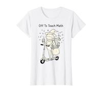 Fuera para enseñar a Maestra de matemáticas Rana Divertida de Regreso a la Escuela Camiseta gráfica económica, Mujer, Blanco, L