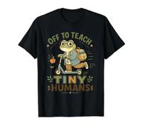 Fuera para enseñar a Tiny Humans Cute Frog Teacher Camiseta gráfica económica, Hombre, Negro, XL