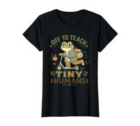Fuera para enseñar a Tiny Humans Cute Frog Teacher Camiseta gráfica económica, Mujer, Negro, XL