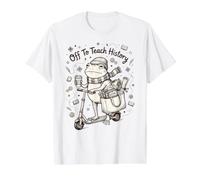 Fuera para enseñar Historia Profesor Rana Divertida Vuelta a la Escuela Camiseta gráfica económica, Hombre, Blanco, M