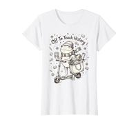 Fuera para enseñar Historia Profesor Rana Divertida Vuelta a la Escuela Camiseta gráfica económica, Mujer, Blanco, S
