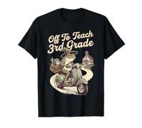 Fuera para enseñar Rana Maestra de Tercer Grado Genial Regreso a la Escuela Camiseta gráfica económica, Hombre, Negro, XL
