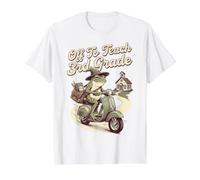 Fuera para enseñar Rana Maestra de Tercer Grado Genial Regreso a la Escuela Camiseta gráfica económica, Hombre, Blanco, S