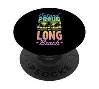 Fuera Y Orgullo En Long Beach California LGBTQ Orgullo Gay PopSockets PopGrip Adhesivo