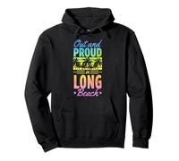 Fuera Y Orgullo En Long Beach California LGBTQ Orgullo Gay Sudadera con Capucha