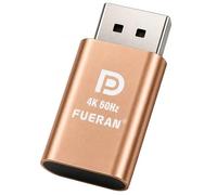 FUERAN 4K60Hz HDR DP Dummy Plug,3840x2160@60Hz 1440P@120/144Hz 1080P@120/144/240Hz Virtual Display Emulator,displayport Dummy Plug,Headless Ghost Display Adapter EDID Monitor (3, GOLDEN)