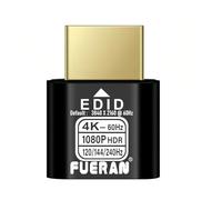 FUERAN Enchufe simulado HDMI 4K HDR, adaptador de pantalla virtual edid, adaptador HDMI sin cabeza 4K @60Hz, 1440P @120/144Hz, 1080P @120/144/240Hz (NEW-4K-HDR (por defecto 3840X2160@60Hz) 1P)
