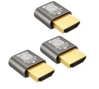 FUERAN Nuevo conector HDMI 4K HDR, 4K a 60Hz, 1440P a 120/144Hz, 1080P a 120/144/240Hz, adaptador de pantalla virtual edid emulador, adaptador HDMI sin cabeza (4K60Hz-3P (por defecto1440))