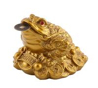 Fuerdich Feng Shui Lucky Money Frog, Charm Riqueza Rana Riqueza Sapo Decoración para Atraer Caja Registradora Oficina Escritorio Tienda Regalo De Apertura(Oro)