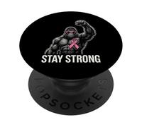 Fuerte Gorilla Pink Ribbon Awareness Fighter Power PopSockets PopGrip Adhesivo