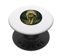 Fuerte Lobo Bosque Camino Vintage Xilografía Al Aire Libre Naturaleza Amante PopSockets PopGrip Adhesivo
