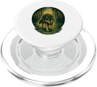 Fuerte Lobo Bosque Camino Vintage Xilografía Al Aire Libre Naturaleza PopSockets PopGrip para MagSafe