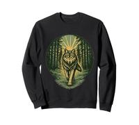 Fuerte Lobo Bosque Camino Vintage Xilografía Al Aire Libre Naturaleza Sudadera