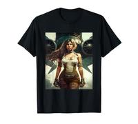 Fuerte Militar Pinup Mujer con Tatuajes Avión Retro Arte Camiseta