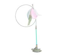 Fuerte ventosa para gatos, juguete de persecución de interacción para burlar, varita de plumas, regalo de aburrimiento, juguete para gatos con ventosa