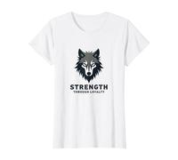 Fuerza a través de la Lealtad Lema del Paquete de Camiseta, Mujer, Blanco, M