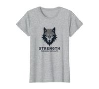 Fuerza a través de la Lealtad Lema del Paquete de Camiseta, Mujer, Gris Jaspeado, XL