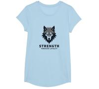 Fuerza a través de la Lealtad Lema del Paquete de Camiseta, Niñas, Azul Bebé, Grande
