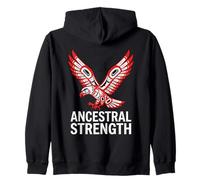Fuerza ancestral Águila nativa Tótem del noroeste del Pacífico Sudadera con Capucha