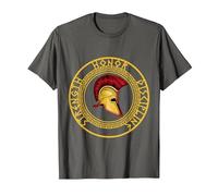 Fuerza Honor Disciplina Combatiente Soldado Espada espartana Camiseta, Hombre, Asfalto, 3XL