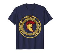 Fuerza Honor Disciplina Combatiente Soldado Espada espartana Camiseta, Hombre, Azul Marino, 3XL