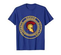 Fuerza Honor Disciplina Combatiente Soldado Espada espartana Camiseta, Hombre, Azul Real, L