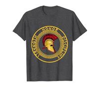 Fuerza Honor Disciplina Combatiente Soldado Espada espartana Camiseta, Hombre, Jaspeado Oscuro, 4XL