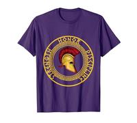 Fuerza Honor Disciplina Combatiente Soldado Espada espartana Camiseta, Hombre, Morado, S