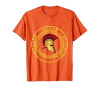 Fuerza Honor Disciplina Combatiente Soldado Espada espartana Camiseta, Hombre, Naranja, L