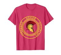 Fuerza Honor Disciplina Combatiente Soldado Espada espartana Camiseta, Hombre, Rojo Jaspeado, XL