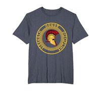 Fuerza Honor Disciplina Combatiente Soldado Espada espartana Camiseta, Hombre Tallas Grandes, Azul Jaspeado, 6X Alto