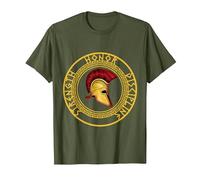Fuerza Honor Disciplina Combatiente Soldado Espada espartana Camiseta, Hombre, Verde Oliva, 3XL