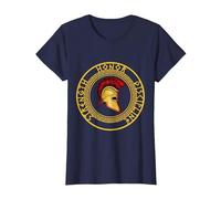 Fuerza Honor Disciplina Combatiente Soldado Espada espartana Camiseta, Mujer, Azul Marino, M