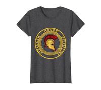 Fuerza Honor Disciplina Combatiente Soldado Espada espartana Camiseta, Mujer, Jaspeado Oscuro, S
