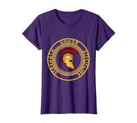 Fuerza Honor Disciplina Combatiente Soldado Espada espartana Camiseta, Mujer, Morado, XS