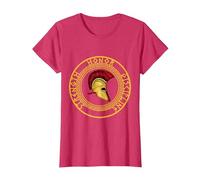 Fuerza Honor Disciplina Combatiente Soldado Espada espartana Camiseta, Mujer, Rojo Jaspeado, M