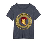 Fuerza Honor Disciplina Combatiente Soldado Espada espartana Camiseta, Mujer Tallas Grandes, Azul Jaspeado, 3XL Grande