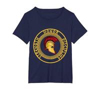 Fuerza Honor Disciplina Combatiente Soldado Espada espartana Camiseta, Mujer Tallas Grandes, Azul Marino, 4XL Grande