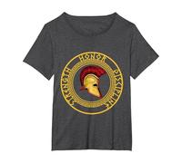 Fuerza Honor Disciplina Combatiente Soldado Espada espartana Camiseta, Mujer Tallas Grandes, Jaspeado Oscuro, 4XL Grande